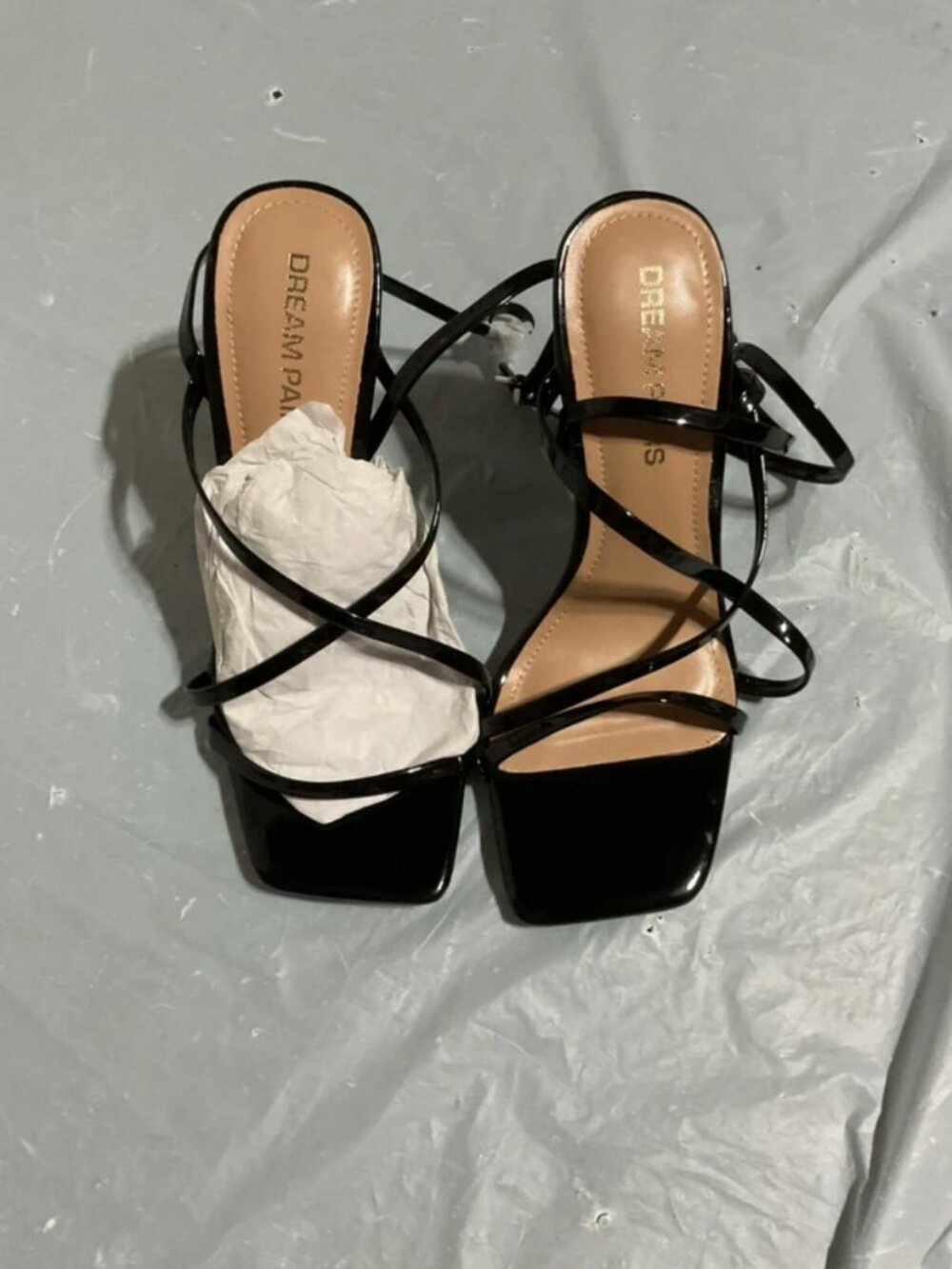 Dream Pairs Black Strappy Square-Toe Heeled Sandals